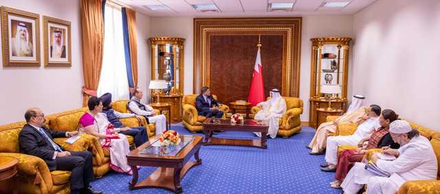<p>Deputy Prime Minister Shaikh Khalid bin Abdulla Al Khalifa yesterday received Parliament members from India, led by MP Baijayant Panda.</p>
<p>Parliamentary Affairs Minister Ghanim Al Buainain was present. Shaikh Khalid highlighted the historical ties between Bahrain and India, founded on mutual respect and understanding.</p>
<p>Shaikh Khalid underscored Bahrain&rsquo;s stance on regional and international issues, emphasising the kingdom&rsquo;s commitment to peace, dialogue and diplomacy as a civilised means to resolve conflicts, and its rejection of all forms of violence.</p>
<p>He noted the importance of maintaining security and stability as essential pillars for sustainable development.</p>
<p>Shura Council Chairman Ali Saleh Al Saleh and Parliament&rsquo;s First Deputy Speaker Abdulnabi Salman also separately received Indian MPs&rsquo; delegation and reviewed issues of common interest and means to enhance parliamentary co-operation and exchange expertise between the two countries.</p>
